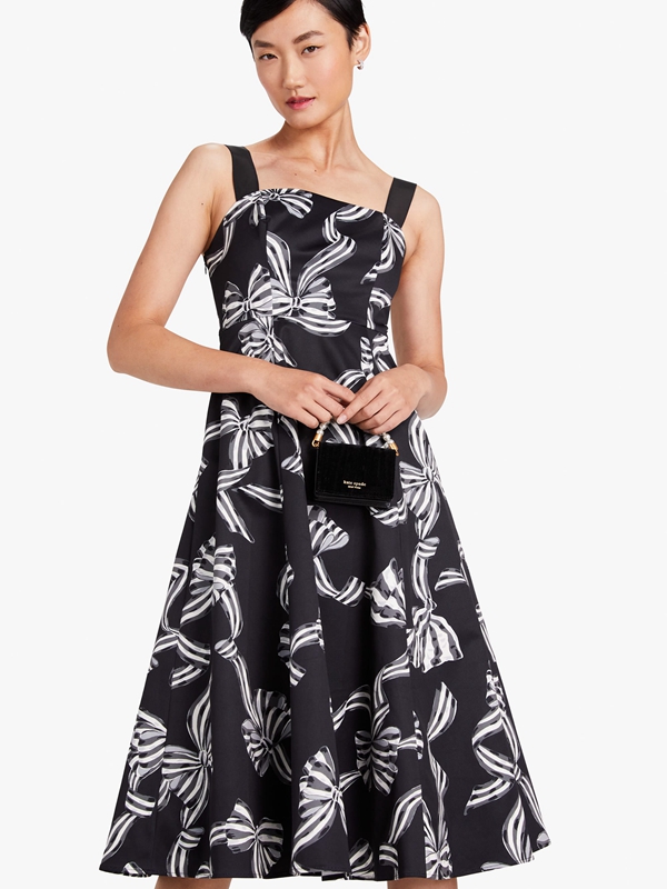 Black Kate Spade Bow-Tiful Bow Strap Women's Dress | 61794-FNLJ