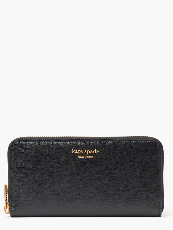 Black Kate Spade Morgan Saffiano Leather Zip Around Continental Women's Wallets | 06478-MZFH