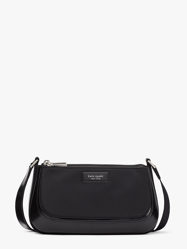 Black Kate Spade Sam Icon Nylon East West Medium Women's Crossbody Bags | 85190-OCBG