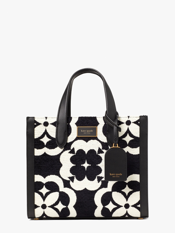 Black Kate Spade Spade Flower Monogram Manhattan Chenille Small Women's Tote Bags | 81702-TKNQ