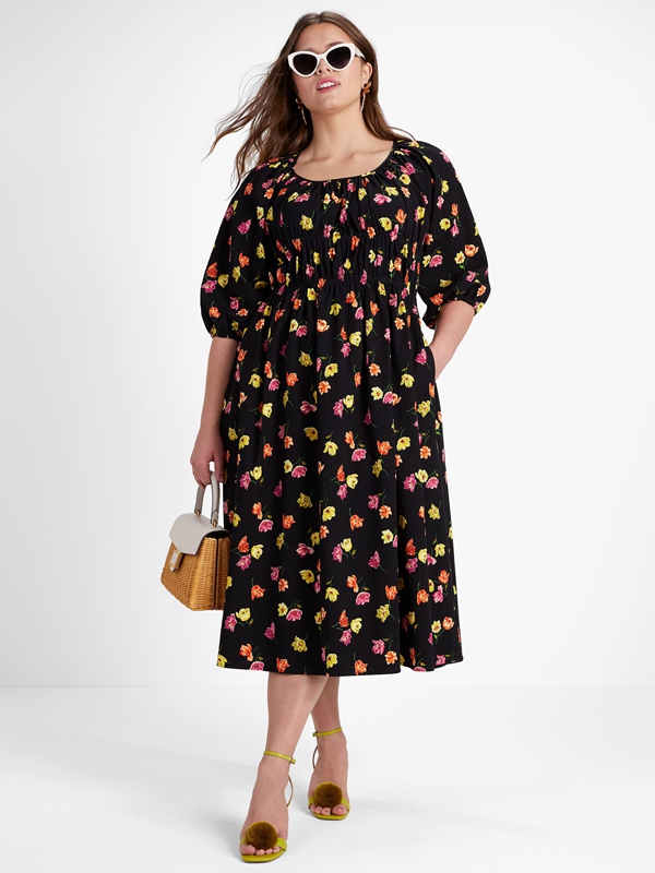 Black Kate Spade Tulip Toss Riviera Women's Dress | 01724-CWOA