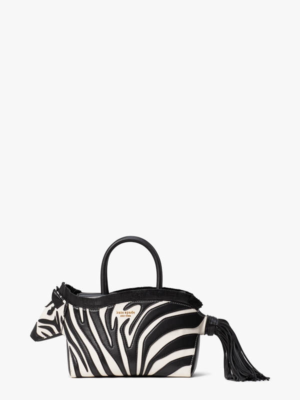 Black Kate Spade Ziggy Metallic 3d Zebra Women's Satchel Bags | 69235-KHMC