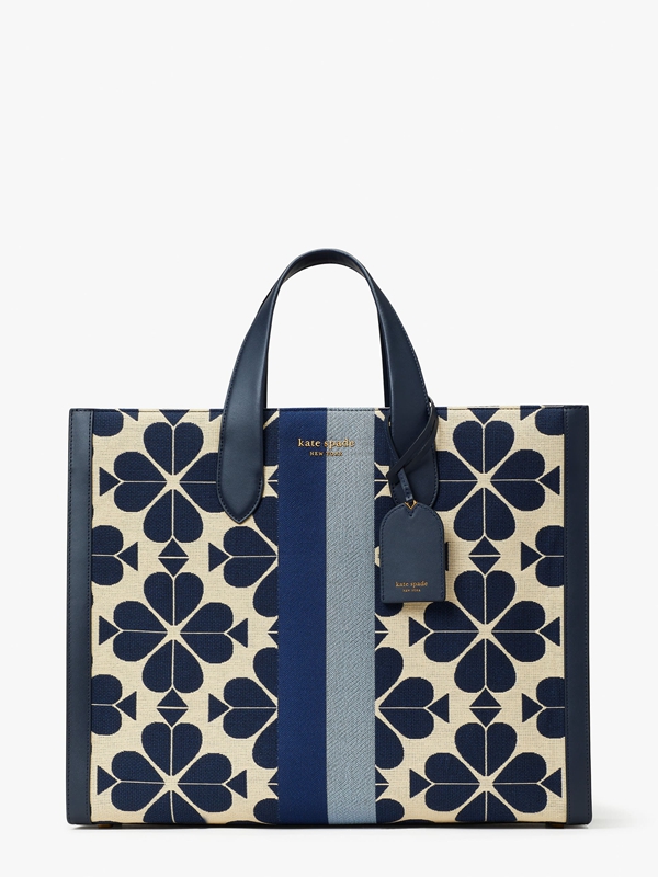 Blue Kate Spade Oversized Spade Flower Jacquard Stripe Manhattan Large Women's Tote Bags | 49852-BVED