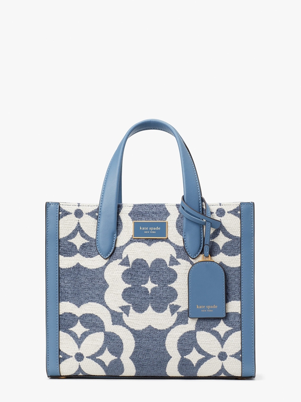 Blue Kate Spade Spade Flower Monogram Manhattan Chenille Small Women's Tote Bags | 25846-CIFM