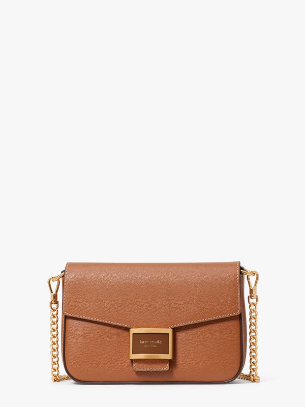 Brown Kate Spade Katy Textured Leather Flap Chain Women's Crossbody Bags | 87109-YJBP