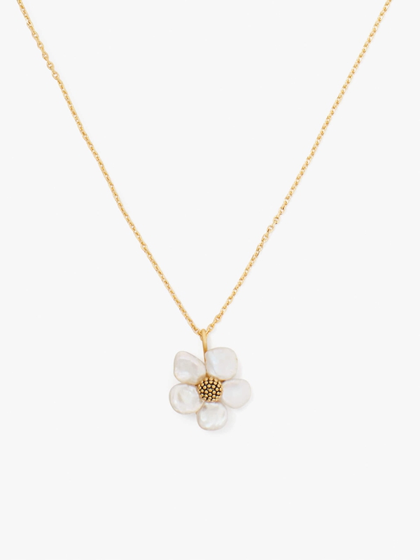 Cream / Gold Kate Spade Floral Frenzy Mini Pendant Women's Necklace | 15809-JRLG