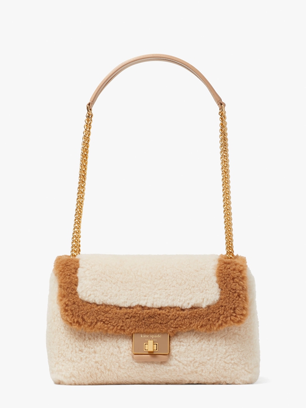 Cream Kate Spade Evelyn Faux Shearling Medium Convertible Women's Shoulder Bags | 64138-TPID