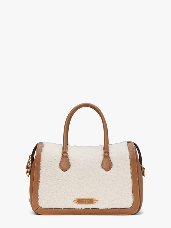 Cream Kate Spade Gramercy Shearling Medium Women's Satchel Bags | 07249-QBVP