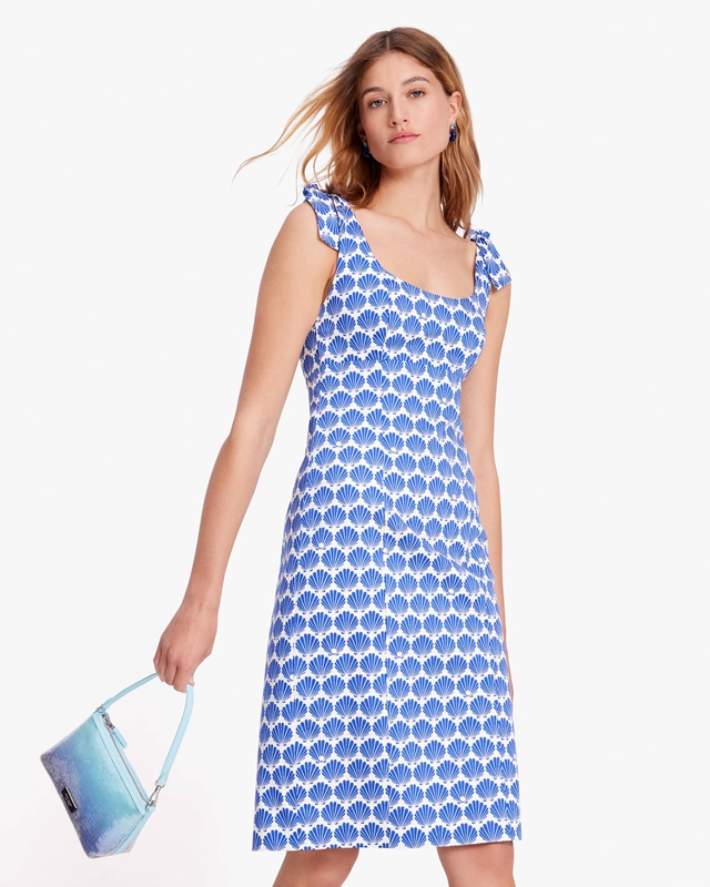 Cream Kate Spade Shell Tie-Shoulder Women's Dress | 69735-SDAW