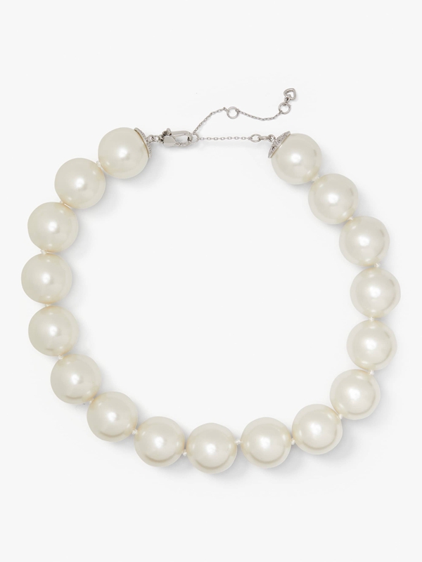 Cream / Silver Kate Spade Pearls Please Collar Women's Necklace | 82051-DXTO