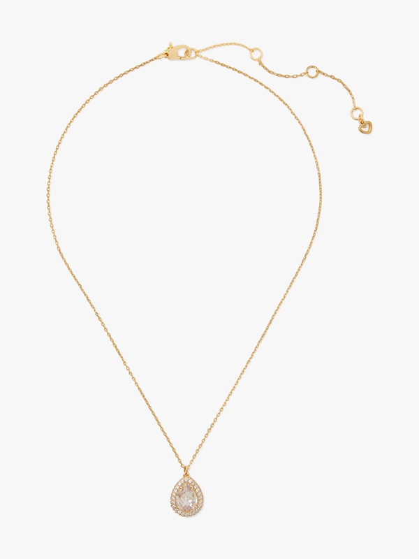 Gold Kate Spade Brilliant Statements Pavé Halo Mini Pendant Women's Necklace | 05378-OTPN