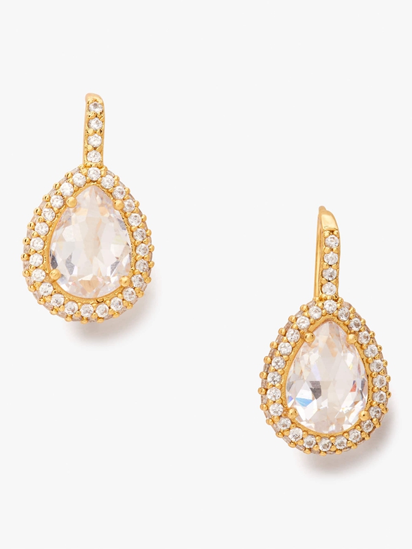 Gold Kate Spade Brilliant Statements Pavé Halo Drop Women's EarRings | 28793-PJCN