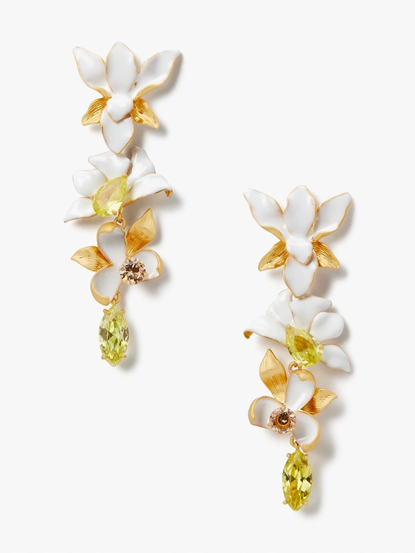 Gold Kate Spade Floral Frenzy Neutral Statement Women's EarRings | 71236-KIZV