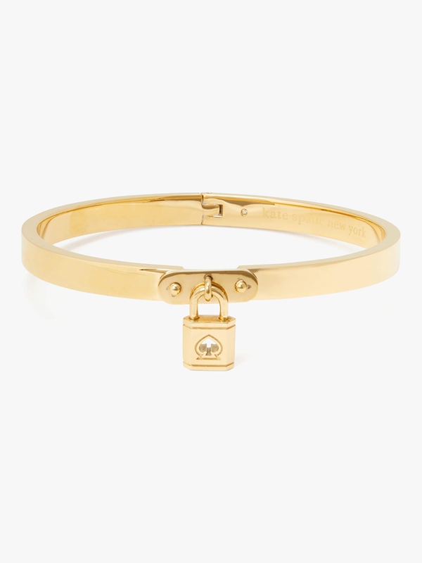 Gold Kate Spade Lock And Spade Charm Women's Bracelet | 60273-FMTK