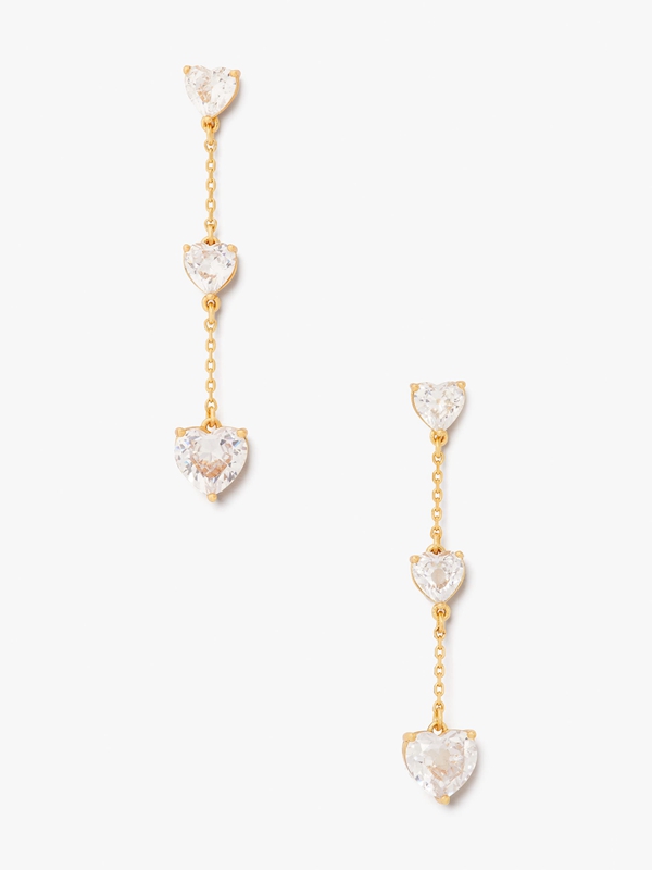 Gold Kate Spade My Love Linear Heart Women's EarRings | 51430-FXHZ