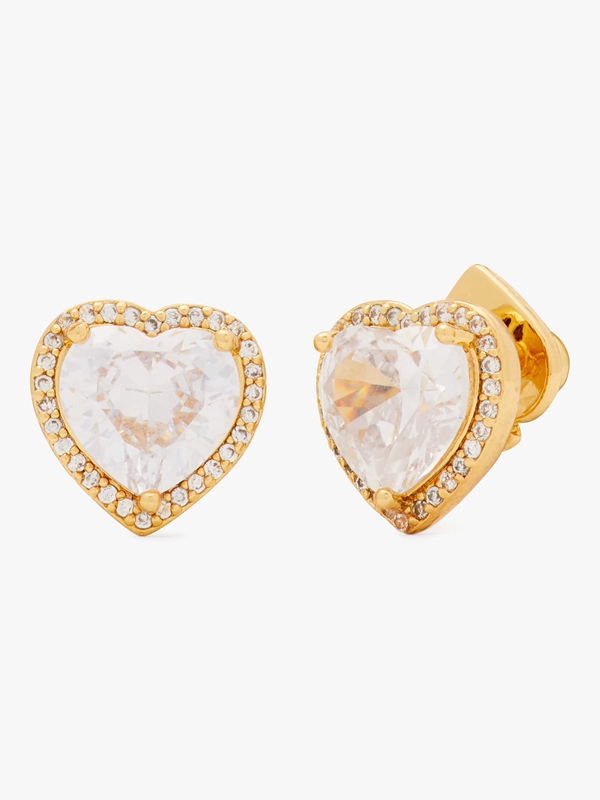 Gold Kate Spade My Love Pavé Heart Studs Women's EarRings | 46057-MGTI