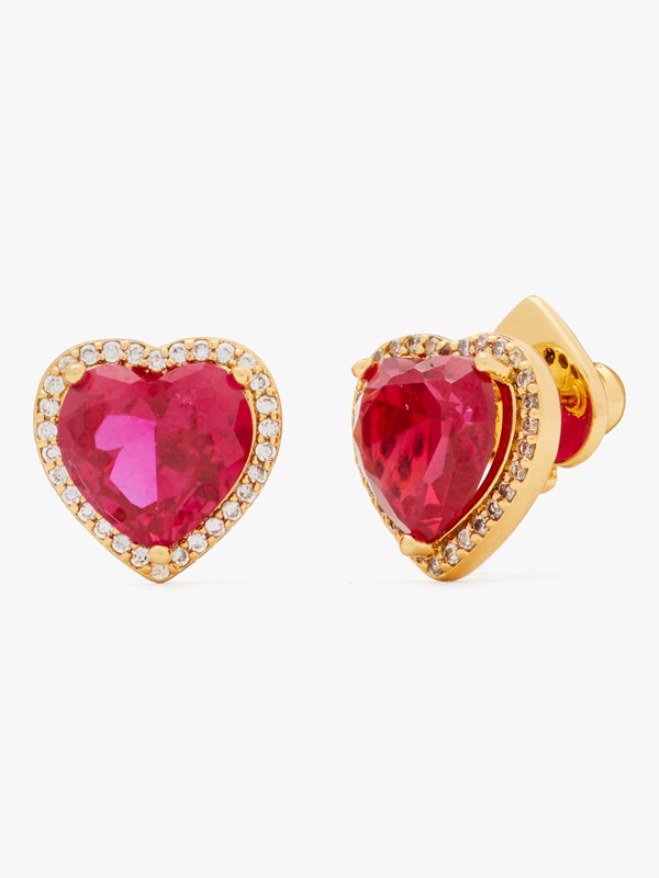 Gold Kate Spade My Love Pavé Heart Studs Women's EarRings | 47638-CRNI