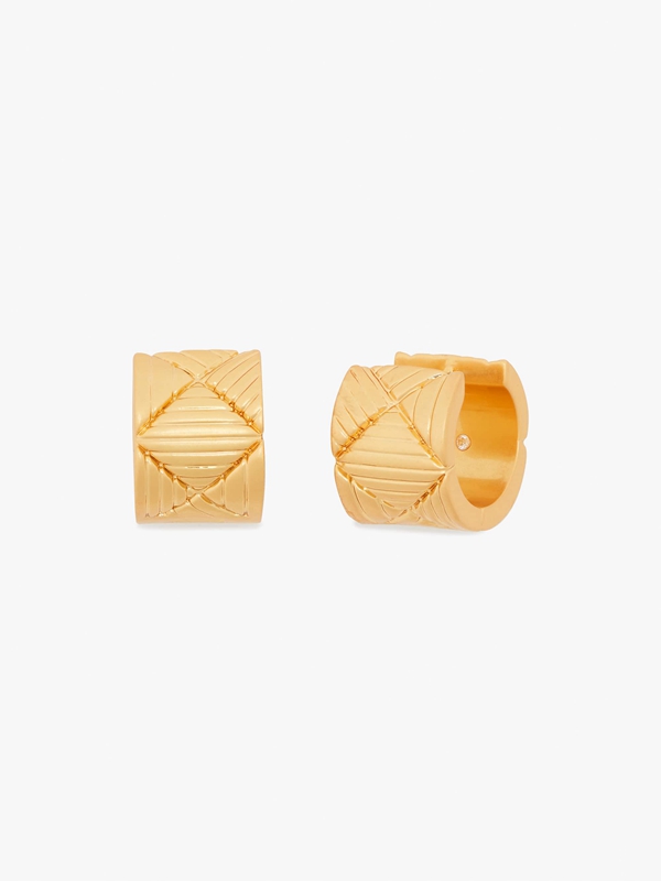 Gold Kate Spade Patchwork Huggies Women's EarRings | 31754-XPGA