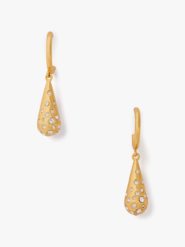 Gold Kate Spade Rain Drop Huggies Women's EarRings | 90381-OWGJ