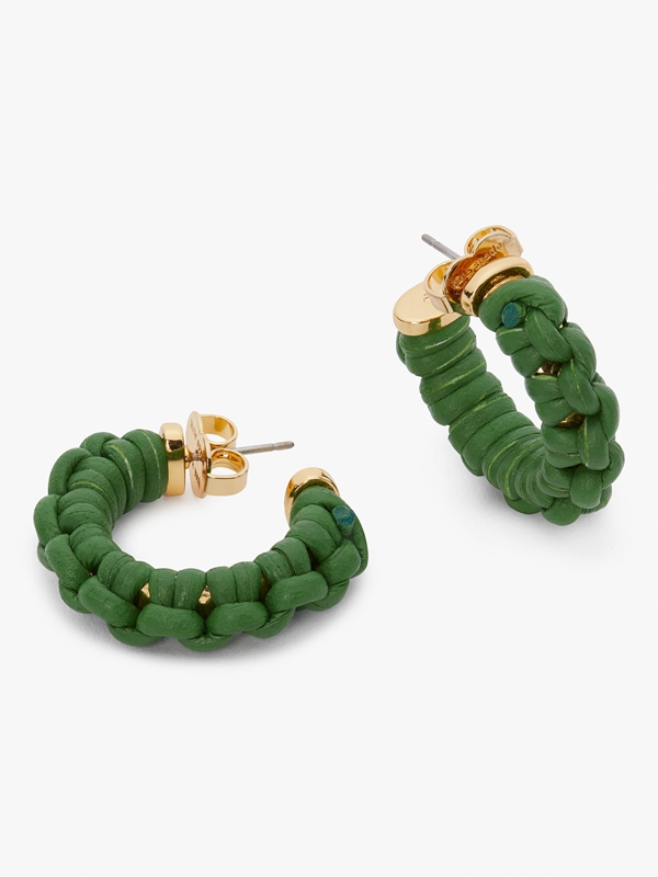 Green / Gold Kate Spade Bohemia Small Hoops Women's EarRings | 78124-MYGA