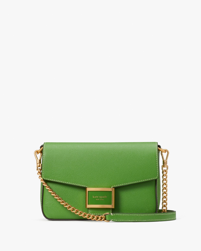 Green Kate Spade Katy Textured Leather Flap Chain Women's Crossbody Bags | 69873-KMCI