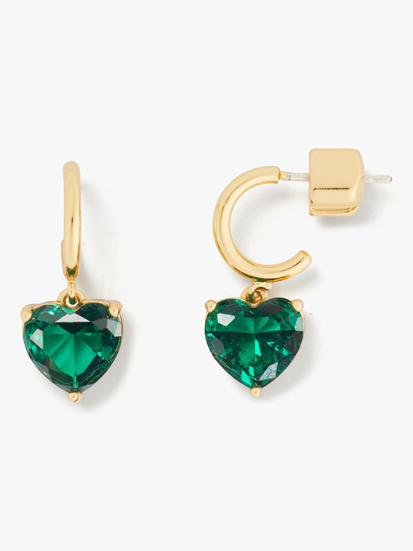 Green Kate Spade My Love Heart Huggies Women's EarRings | 52786-ZWBU