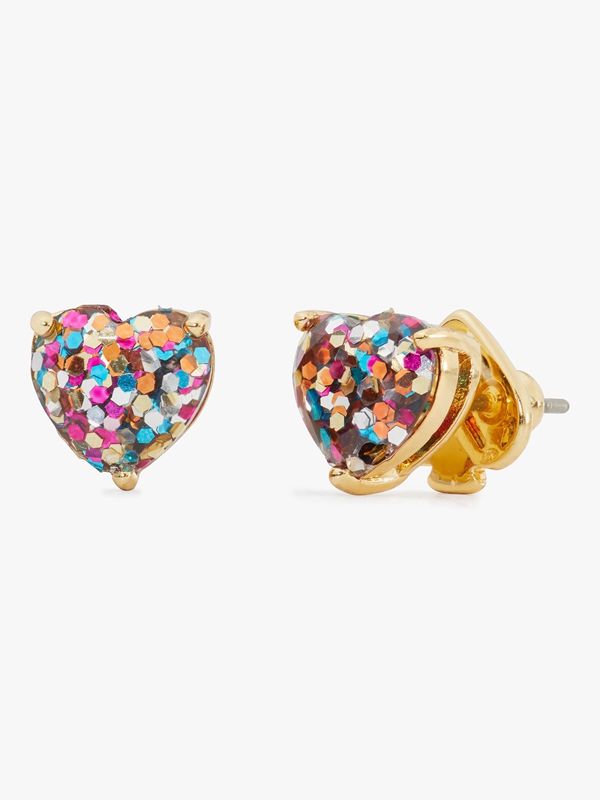 Multicolor Kate Spade My Love Glitter Heart Studs Women's EarRings | 62859-KSEG