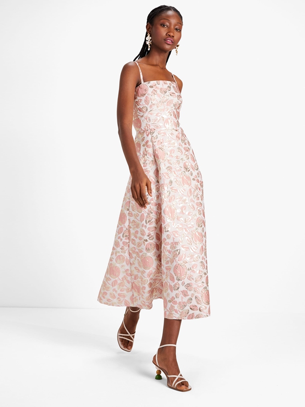 Pink Kate Spade Floral Bud Brocade Women's Dress | 36584-CKIS