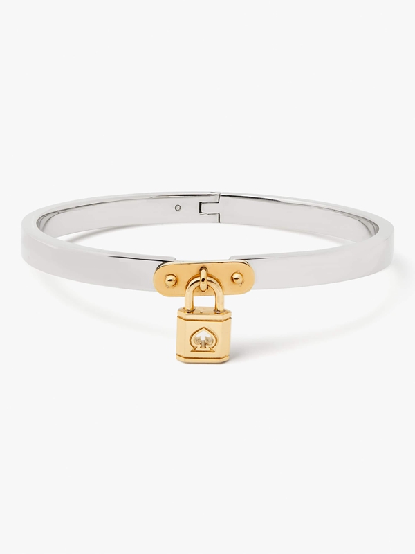 Silver Kate Spade Lock And Spade Charm Women's Bracelet | 56812-IYZD