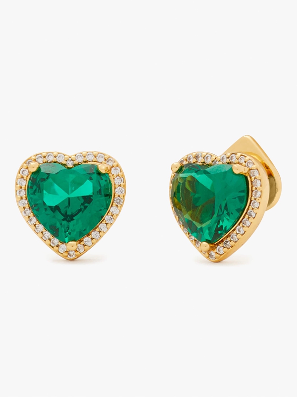 Turquoise Kate Spade My Love Pavé Heart Studs Women's EarRings | 89315-URZH