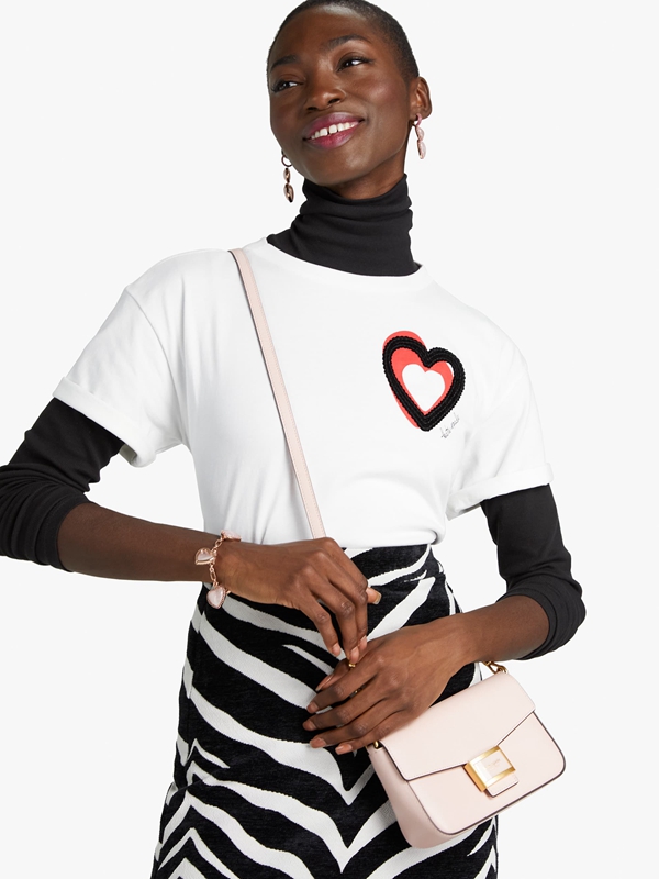 White Kate Spade Embellished Overlapping Hearts Women's Tops | 98610-RPAC