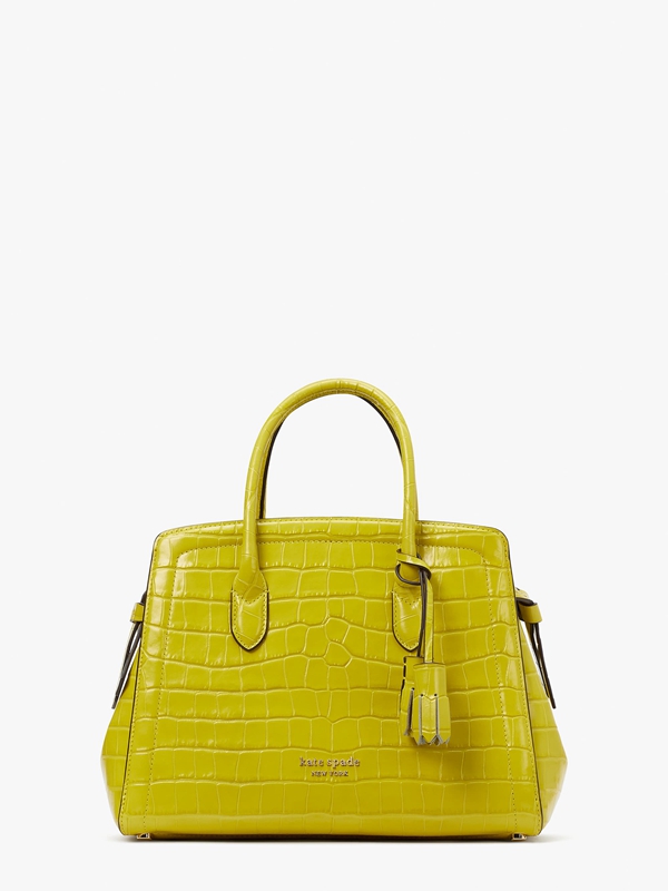 Yellow Kate Spade Knott Croc-Embossed Medium Women's Satchel Bags | 56892-DVGF