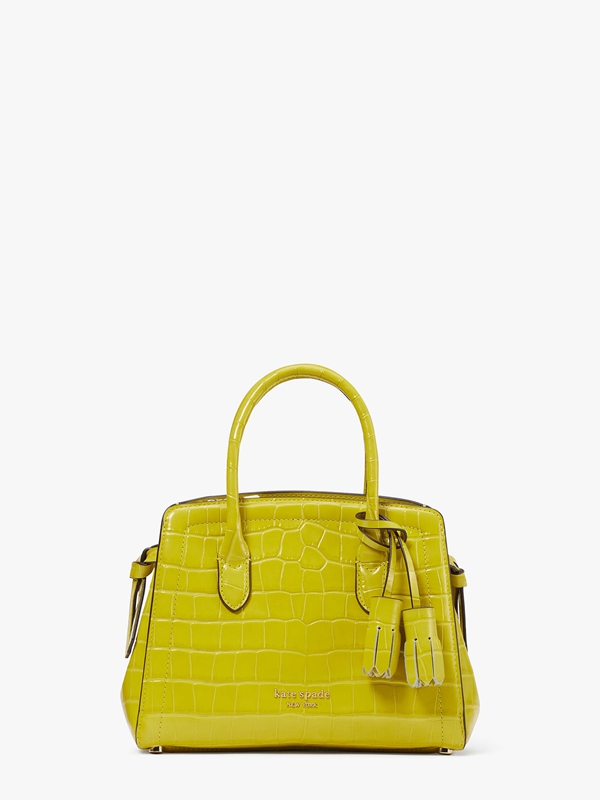 Yellow Kate Spade Knott Croc-Embossed Mini Women's Satchel Bags | 45128-QKNP