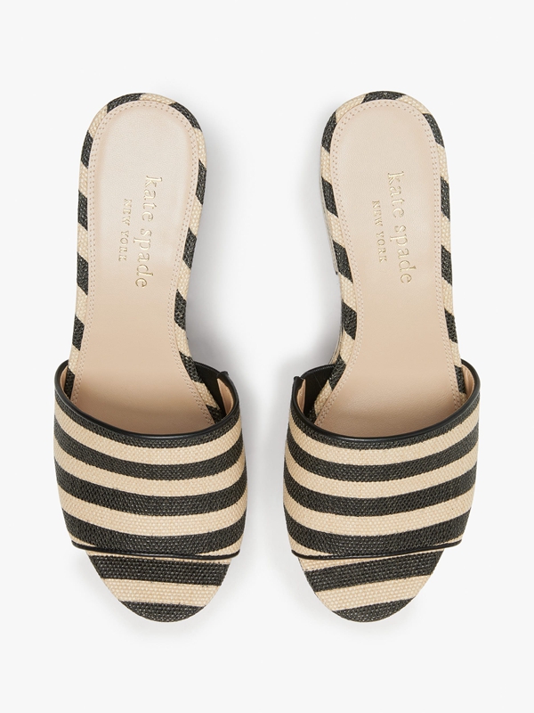 Black / Brown Kate Spade Ibiza Raffia Women's Sandals | 62185-IVKL