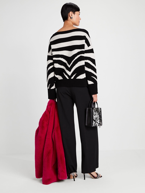 Black Kate Spade Bold Zebra Women's Sweaterss | 24187-PCXJ