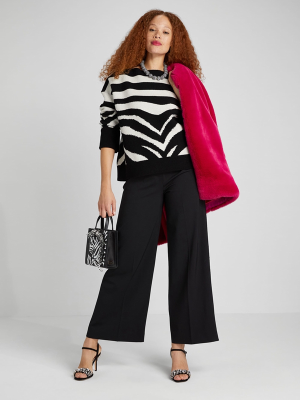 Black Kate Spade Bold Zebra Women's Sweaterss | 24187-PCXJ