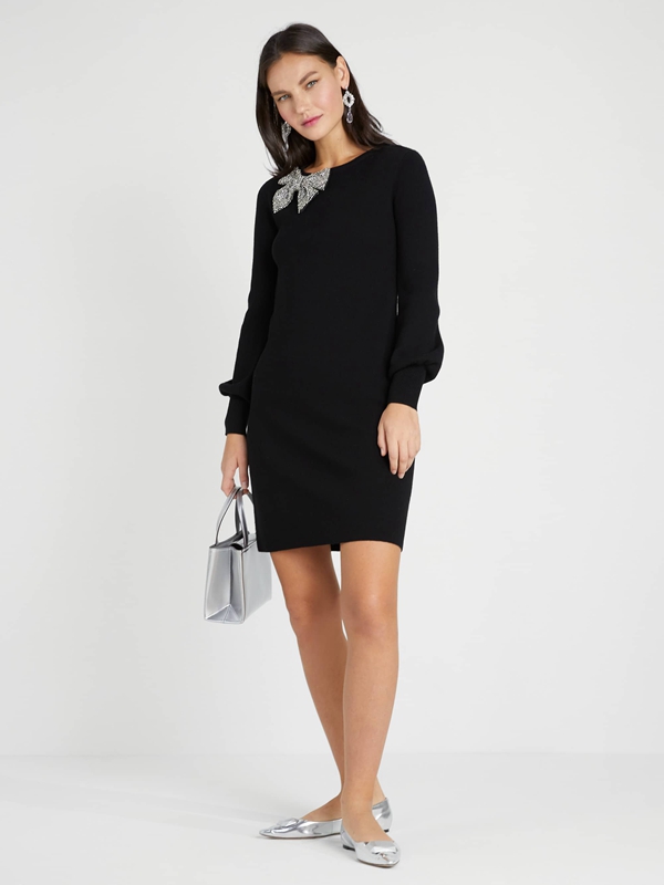 Black Kate Spade Bow-Rhinestone Women's Dress | 61208-RYCO