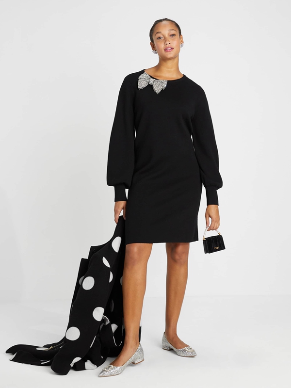 Black Kate Spade Bow-Rhinestone Women's Dress | 61208-RYCO