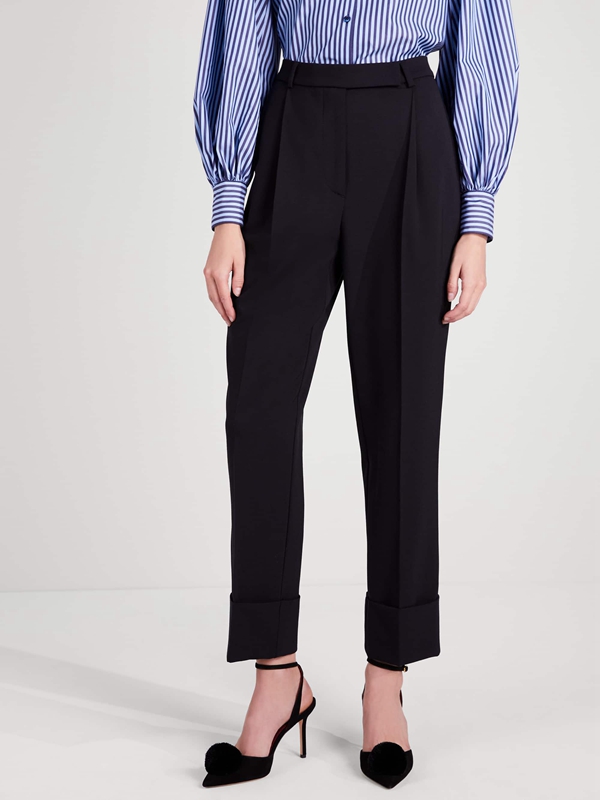 Black Kate Spade Cuffed Wool Women's Pants | 85062-RMBH