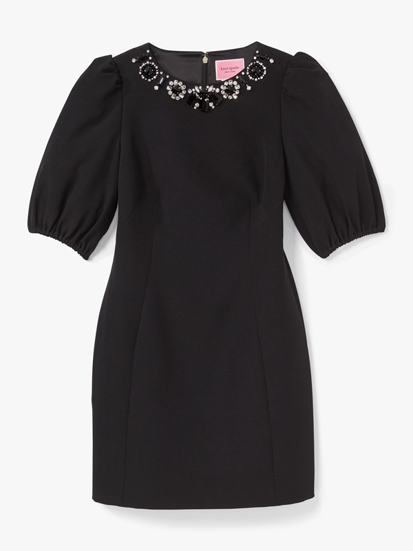 Black Kate Spade Embellished Double Crepe Women's Dress | 12536-ACPB