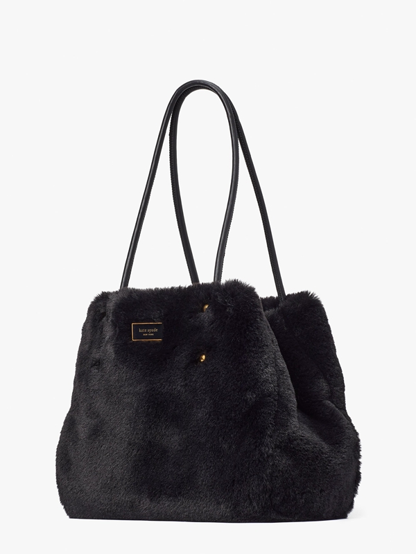 Black Kate Spade Everything Faux Fur Medium Long Handles Women's Tote Bags | 29705-YQHI