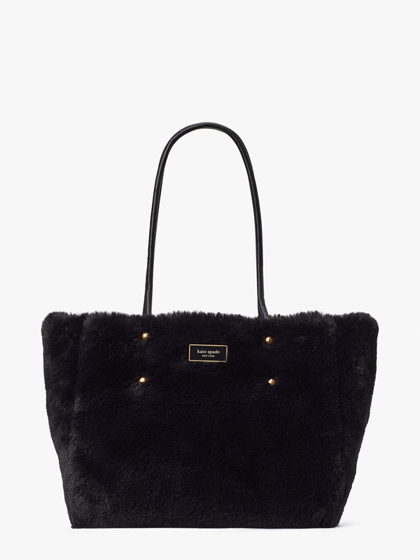 Black Kate Spade Everything Faux Fur Medium Long Handles Women's Tote Bags | 29705-YQHI