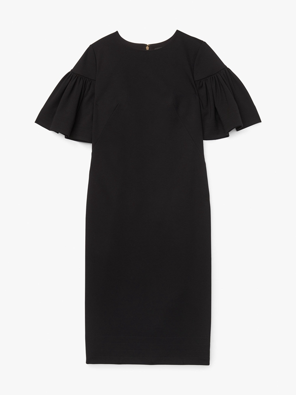 Black Kate Spade Flounce Sleeve Ponte Women's Dress | 95648-NJSU