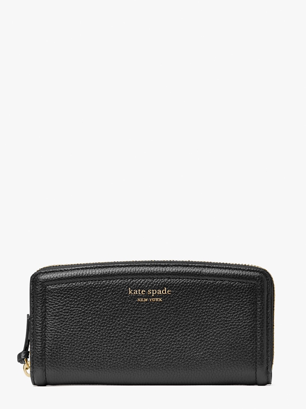 Black Kate Spade Knott Pebbled Leather Slim Continental Women\'s Wallets | 73968-CZQD