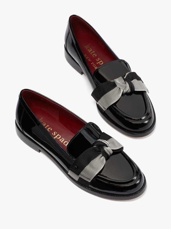 Black Kate Spade Leandra Women's Loafers | 92481-RDYQ