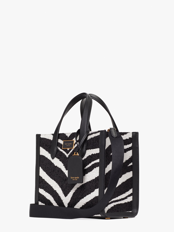 Black Kate Spade Manhattan Bold Zebra Boucle Jacquard Small Women's Tote Bags | 09382-LGEJ