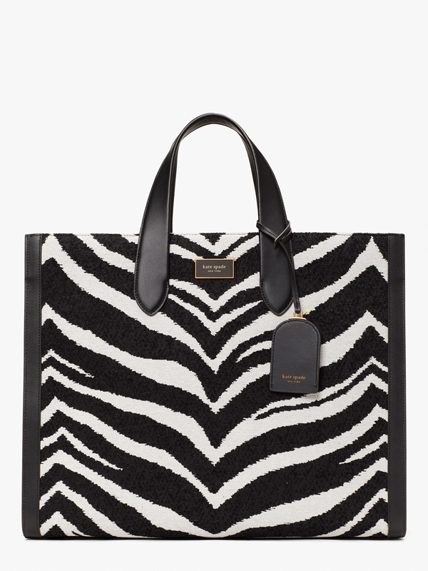 Black Kate Spade Manhattan Bold Zebra Boucle Jacquard Large Women\'s Tote Bags | 27034-BFEX