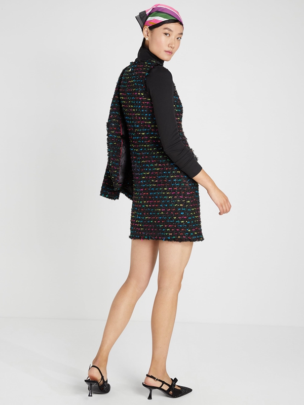 Black Kate Spade Metallic Tweed Women's Dress | 63910-HPRD