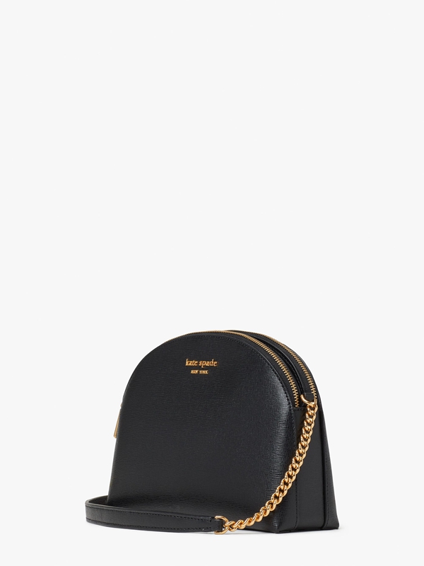 Black Kate Spade Morgan Saffiano Leather Double Zip Dome Women's Crossbody Bags | 91450-OZDU