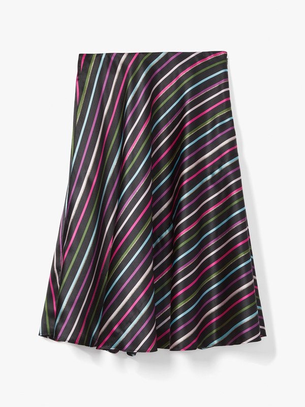 Black Kate Spade Party Stripe Midi Women's Skirts | 02571-ZYQI